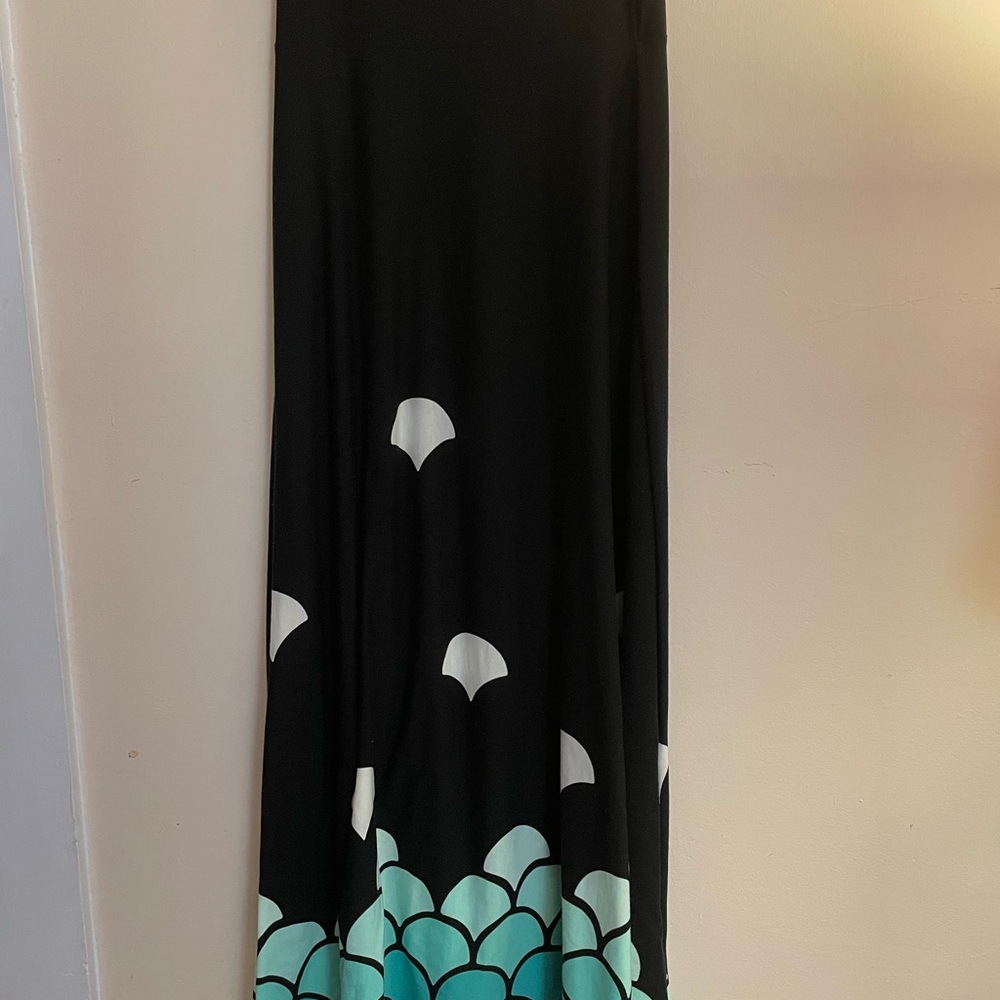 Elegant Black and Teal Maxi Skirt